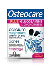 Vitabiotics joint support supplement 60 tablets. Osteocare box with glucosamine chondroitin calcium magnesium and bone diagram